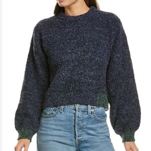 525 AMERICA COLOR POP BOUCLE SWEATER BLUE JEAN